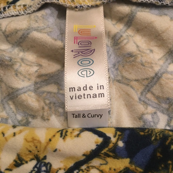 LuLaRoe Blue Yellow Floral TC Leggings - Picture 7 of 8